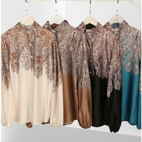 Teal Blue Chiffon blouse - Picture 4 of 4